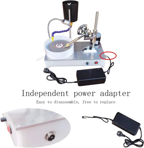 Vista 7 de DC 24V Gem Faceting Machine 120W Jade Pulidora Pulidora de roca Pulidora de roca Pulidora de ángulo de joya con pantalla digital y mango mecánico