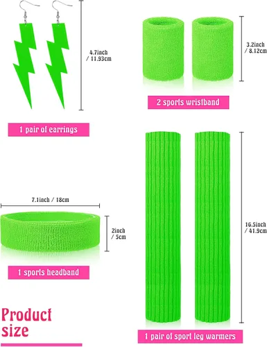Vista 4 de SATINIOR Women 80s 90s Workout Costume Outfit Accessories Set Leg Warmers Headband Wristbands Earrings Swimwear Suit