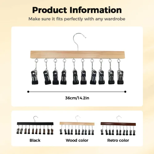 Vista 2 de Organizador de leggings para armario, perchas para pantalones con 10 clips, gancho de almacenamiento para ropa y sombreros, organizador colgante