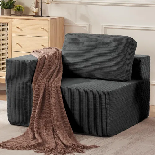 Vista 30 de Furnify Sofá modular tapizado de espuma de 30", Sofá de piso tapizado con almohada, Silla puf para dormitorio y sala de estar, No requiere