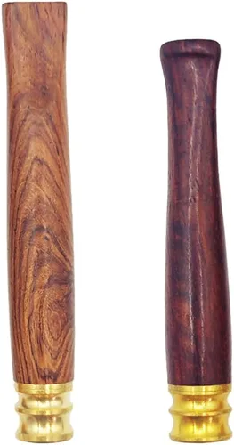 Vista 7 de Juego de 2 portacigarrillos de madera con interfaz de metal, hecho a mano de madera natural, portátil, reutilizable, regular