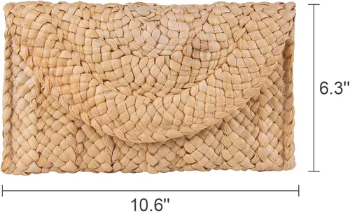 Vista 2 de Freie Liebe Straw Clutch Purses for Women Summer Beach Bags Envelope Woven Clutch Handbags