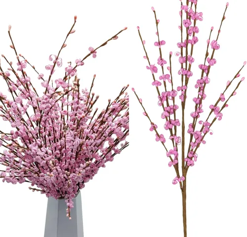 Vista 23 de Wootkey 10 piezas de flores artificiales de jazmín de tallo largo, color naranja quemado, jazmín otoñal, tallos florales de otoño para ramos