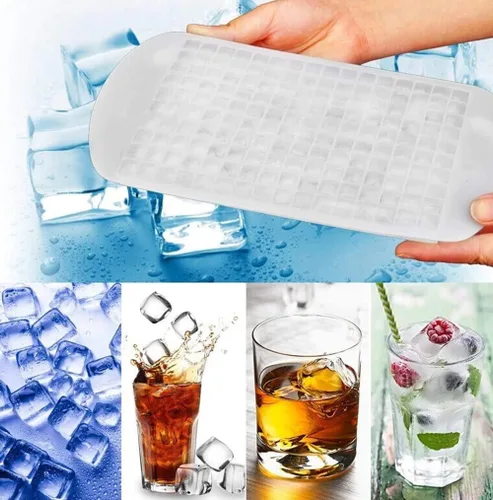 Vista 5 de Pequeña forma cuadrada flexible congelada 160 bandejas Mini cubitos de hielo moldes de silicona sin tapas (transparente)