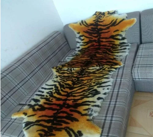 Vista 11 de Alfombra de Área Estilo Chic con Estampado de Tigre Leopardo Piel de Oveja Australiana Alfombra Suave de Felpa Manta de Piel de Cordero Alfombra