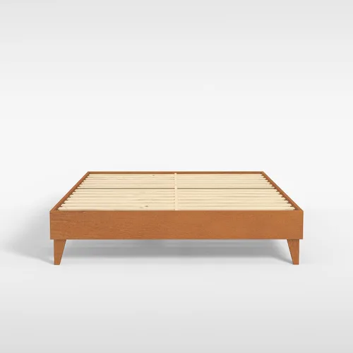 Vista 6 de Plataforma moderna para cama - Diseño de madera maciza - Fabricado en Estados Unidos - Fácil de armar, Madera, almendra