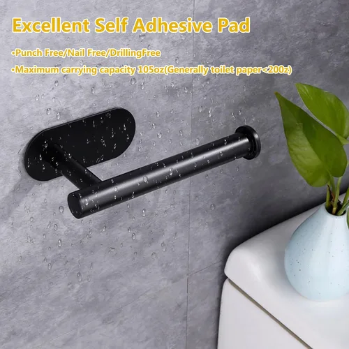 Vista 4 de WYSE Soporte de papel higiénico negro autoadhesivo, soporte para papel higiénico para baño, portarrollos de papel higiénico, acero inoxidable SUS304