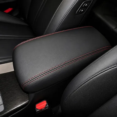 Vista 72 de Great-luck Funda de cuero para consola central, almohadilla para reposabrazos, accesorios de cubierta de caja (costuras rojas) para BMW X1 2023 2024