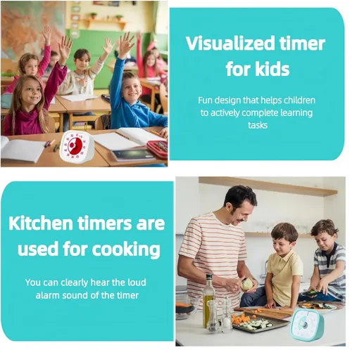 Vista 2 de Temporizador visual para niños, temporizador de tiempo, temporizador de 60 minutos para niños para aula, oficina en casa, temporizador de cuenta