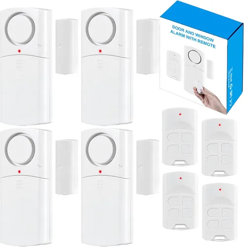 Vista 7 de Alarma de puerta con control remoto, alarmas inalámbricas de ventana de 120 dB con sensor abierto con múltiples modos, alarma de puerta de piscina