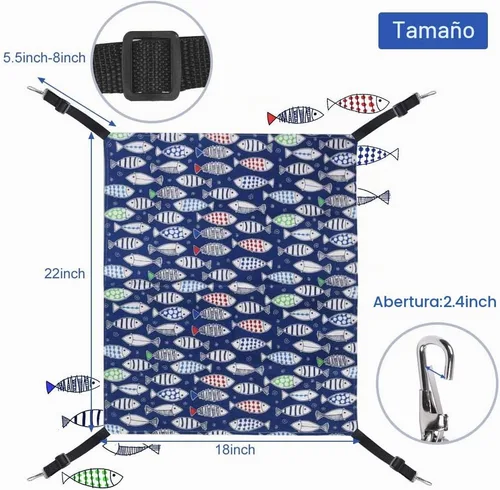 Vista 2 de Hamaca para gatos para jaula, hamaca colgante ajustable para gatos de 22 x