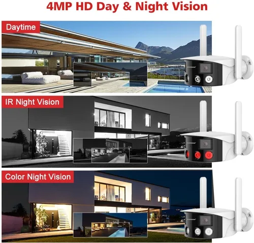Vista 4 de Cámara IP de seguridad para exteriores WiFi de doble lente 4K AU.