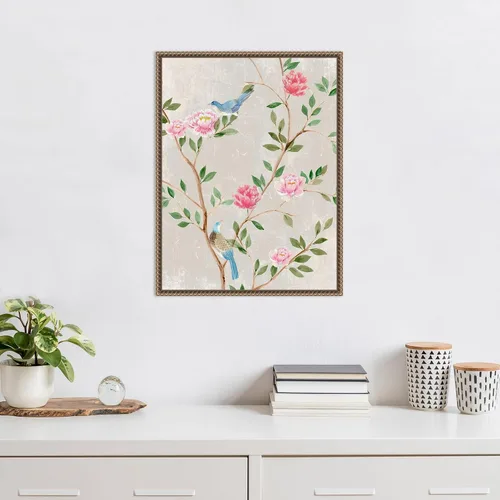 Vista 5 de Amanti Art Lienzo enmarcado para pared, 24 x 18 pulgadas, jardín de pájaros I de Aria K, lienzo enmarcado para pared, obras de arte de animales
