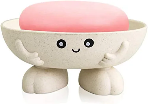 Vista 6 de Soporte para jabón, bonita caja de jabón de dibujos animados para baño y cocina, bañera, fregadero, diseño antideslizante, funda de jabón linda Azul