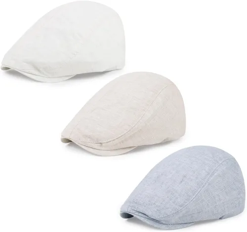 Vista 31 de 3 piezas de gorra Newsboy de algodón para hombre, gorra plana ajustable genial