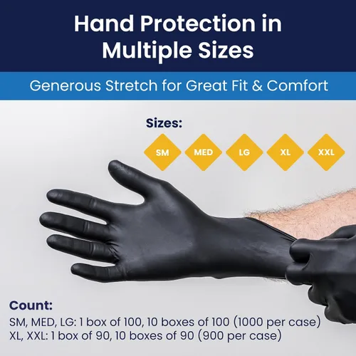 Vista 5 de Adenna Dark Light - Guantes desechables de nitrilo a granel – 9 mil, guantes de goma de trabajo resistentes con agarre texturizado, sin látex y sin