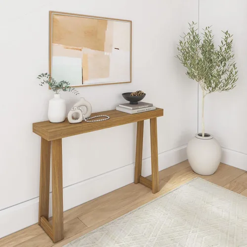 Vista 15 de Plank+Beam Mesa consola de madera maciza, 36 pulgadas, mesa de sofá, mesa de entrada estrecha para pasillo, detrás del sofá, sala de estar, Negro