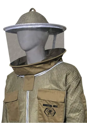 Vista 3 de Brutul Bee - Traje ventilado ultraligero de 3 capas con velo redondo (KHAKI, S), Caqui