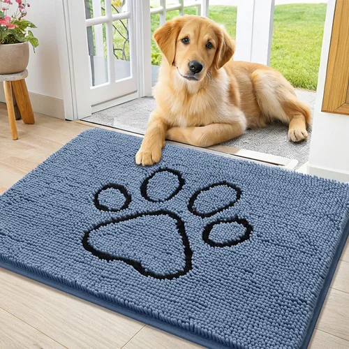 Vista 220 de Smiry Tapete para puerta de perro para patas fangosas, absorbente y Gris y negro