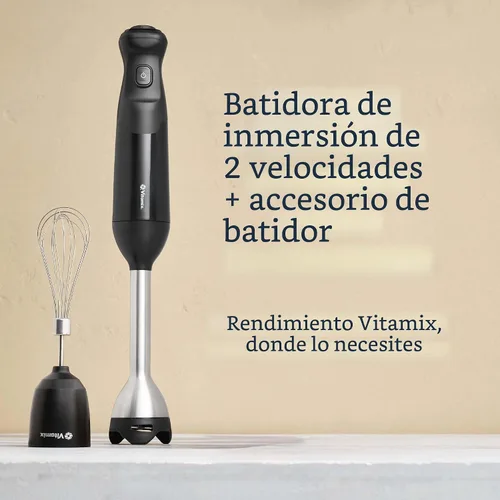 Vista 2 de Vitamix Batidora de inmersión de 2 velocidades + accesorio para batidor, batidora de mano de grado profesional con motor de 350 vatios y hoja