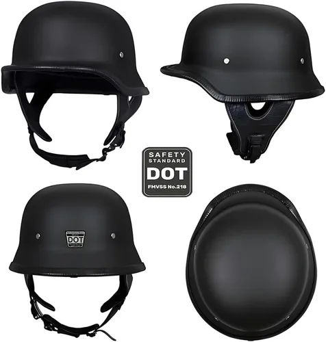 Vista 3 de Casco de motocicleta de estilo alemán, casco de motocicleta aprobado por DOT, para adultos, hombres y mujeres, casco de media carcasa de cara
