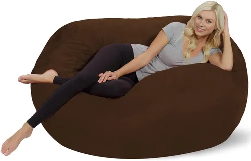 Vista 7 de Chill Sack Funda para Silla Puf, 6 pies, Microgamuza - Chocolate Microsuede - Chocolate - Solo funda