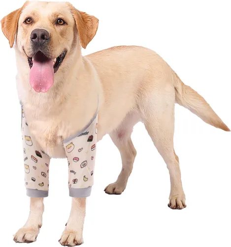 Vista 10 de ROZKITCH Manga de pierna para cirugía de perro para piernas delanteras, protector de rodilla para evitar lamer la herida, codo de herida, manga