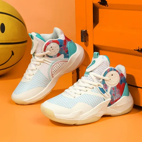 Vista 6 de DeoGinus Zapatos de baloncesto para niños, con amortiguación de aire, para niñas, zapatos de entrenamiento escolar, antideslizantes, para deportes