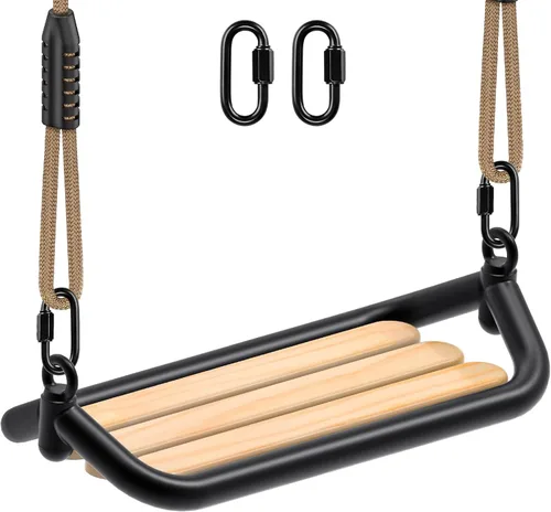 Vista 10 de SELEWARE Asiento de columpio para niños pequeños con respaldo alto de cubeta completa de servicio pesado con mosquetones de bloqueo y cuerda