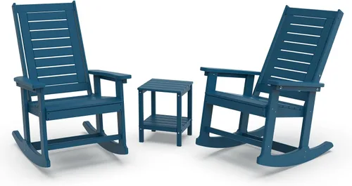 Vista 28 de GREENVINES Oversized Outdoor Rocking Chair, HDPE Rocker, Aqua
