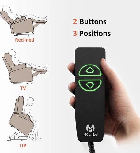 Vista 5 de MCombo Silla reclinable de elevación eléctrica extragrande para ancianos, silla elevadora con calor y masaje, reclinable para personas grandes