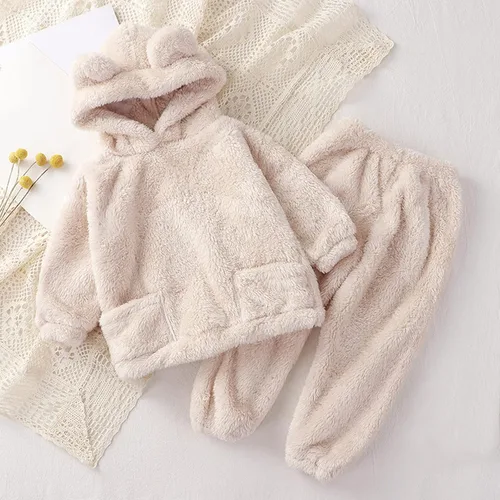 Vista 4 de Conjunto de ropa de Halloween para niña pequeña, ropa de invierno de forro polar cálido con capucha para bebé niño invierno