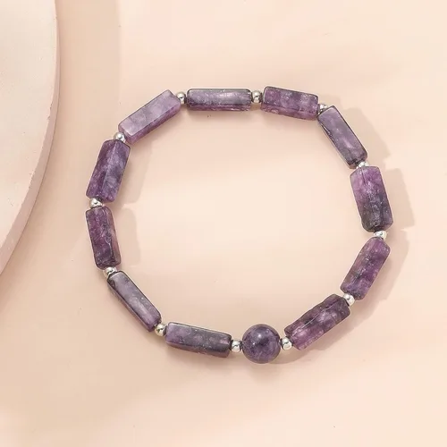Vista 4 de Harry and Henry Pulsera de amatista para mujer, pulseras de energía con cuentas naturales para adelgazar la terapia linfática, pulsera para aliviar