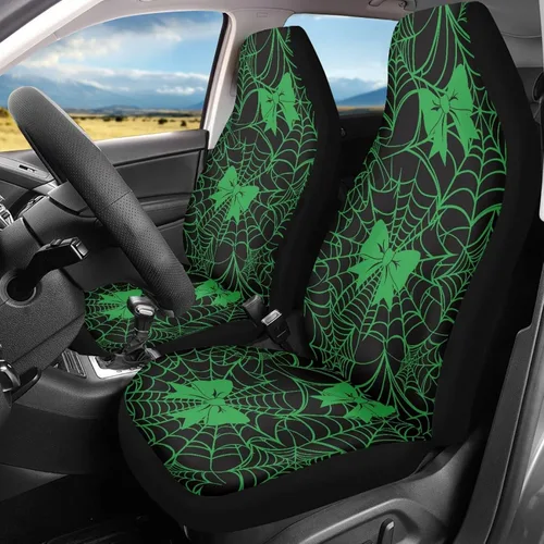 Vista 38 de Bulopur Fundas para asientos de coche negras y blancas con forma de murciélago, protector de asiento de coche universal, accesorios de coche