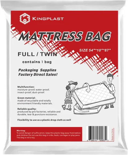 Vista 12 de Bolsa de plástico para mudanza de colchón de tamaño matrimonial, 2 mil, impermeable, a prueba de polvo y resistente a desgarros para almacenamiento