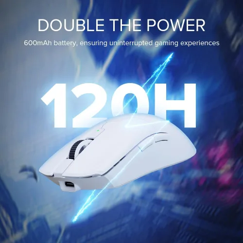 Vista 7 de DeLUX Mouse para juegos M800 Ultra inalámbrico, Nordic 52840 MCU, PAW3395 26000DPI, frecuencia de sondeo de 1000 Hz, 1.94 oz ligero, conexión