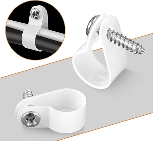Vista 3 de Temoyj Paquete de 100 clips de cable de 1/2 pulgada, clips de montaje estilo P con tornillos Phillips de cabeza plana de acero inoxidable compatibles