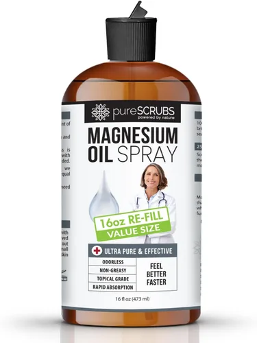 Vista 9 de Spray tópico puro de aceite de magnesio de acción rápida para pies, piel, cuerpo, absorción ultra rápida para una mejor salud, salmuera pura
