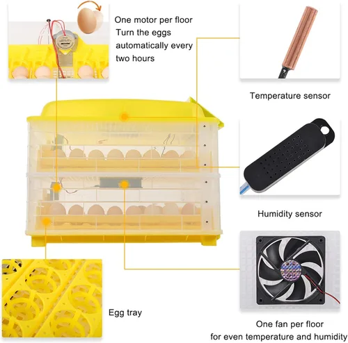 Vista 3 de CHENSHENG Incubadora de huevos de granja totalmente automática con control de temperatura, incubadoras digitales de 96 huevos para incubar, pollo