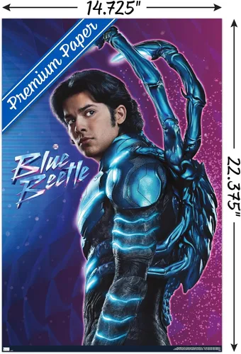 Vista 3 de Trends International DC Comics Movie Blue Beetle - Póster de pared de Jaime Reyes, 22.4 pulgadas de largo x 14.7 W, paquete de póster y montaje