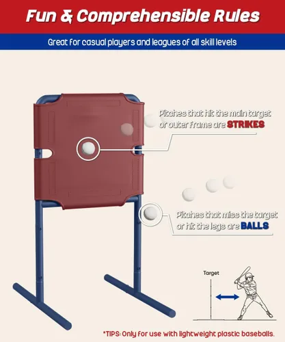 Vista 4 de Garbuildman Baseball Strike Zone Target para bolas de plástico, marco de metal portátil para lanzar y golpear herramienta de entrenamiento