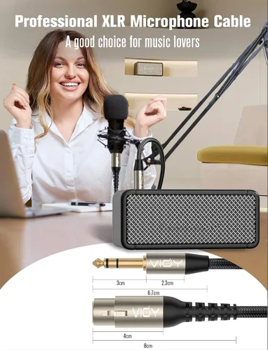 Vista 6 de VIOY Cable XLR a 1/4 de 10 pies, cable TRS macho a XLR hembra de micrófono