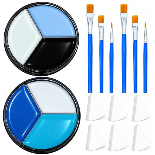 Vista 19 de Paleta de pintura corporal de cara azul Maquillaje de Halloween Kit de Maquillaje H Blue
