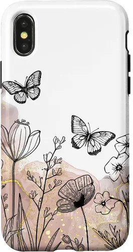 Vista 5 de iPhone 11 Minimal Flowers Butterflies Boho Floral Lindo Estético Funda
