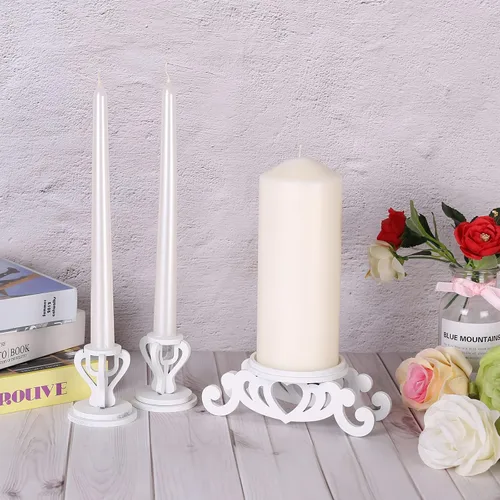 Vista 5 de Unity Candelabro – Juego de velas Unity para ceremonia de boda – Portavelas cónicos de pilar para decoración de centros de mesa de bodas, despedida