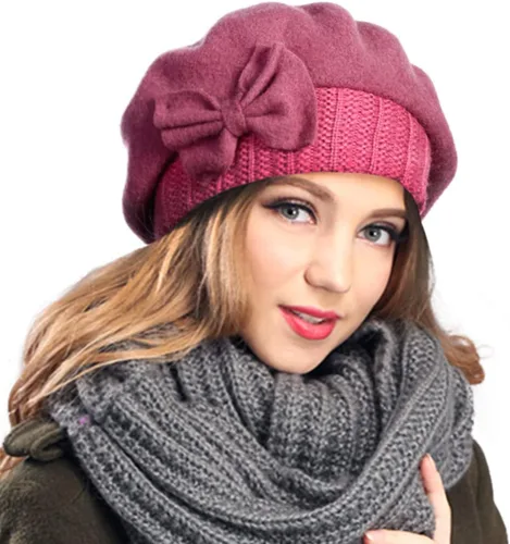 Vista 63 de VECRY - Gorro 100% de lana para mujer, boina de fieltro tipo campana, gorro de vestir para invierno