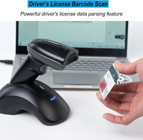 Vista 9 de TEEMI TMSL-55CR Bluetooth 1D/2D escáner de código de barras con base USB Intercambio de batería sin herramientas, BT 5.0, rango de 328 pies, iOS