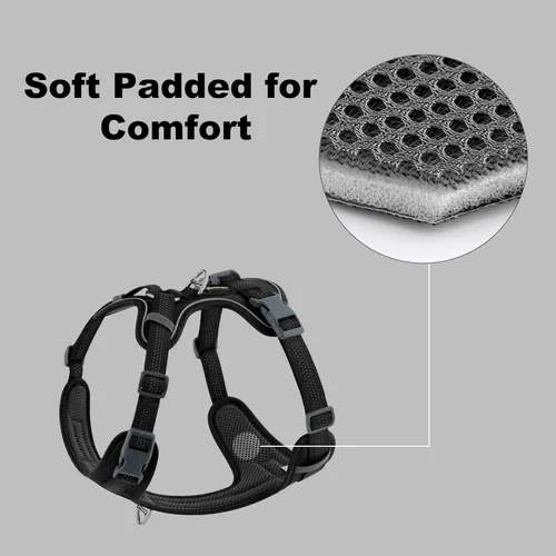 Vista 4 de Plutus Pet Arnés para perro sin tirones, se libera en el cuello, acolchado suave, arnés reflectante ajustable para perros pequeños, medianos