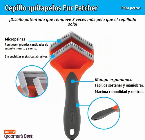 Vista 5 de Hartz Groomer's Best Fur Fetcher De-Shedder - Cepillo para perro, color negro
