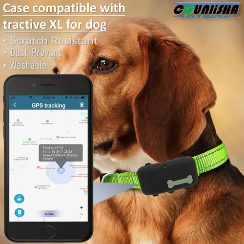 Vista 4 de Soporte de silicona compatible con rastreador de perros Tractive XL GPS (negro, 1 unidad) Rubber Accessories Cover protect Finder for